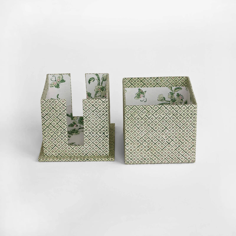 TISSUE BOX DOT & GRID - GREEN