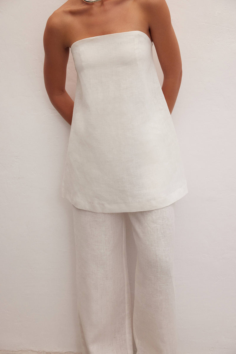 Essence Linen Strapless Top