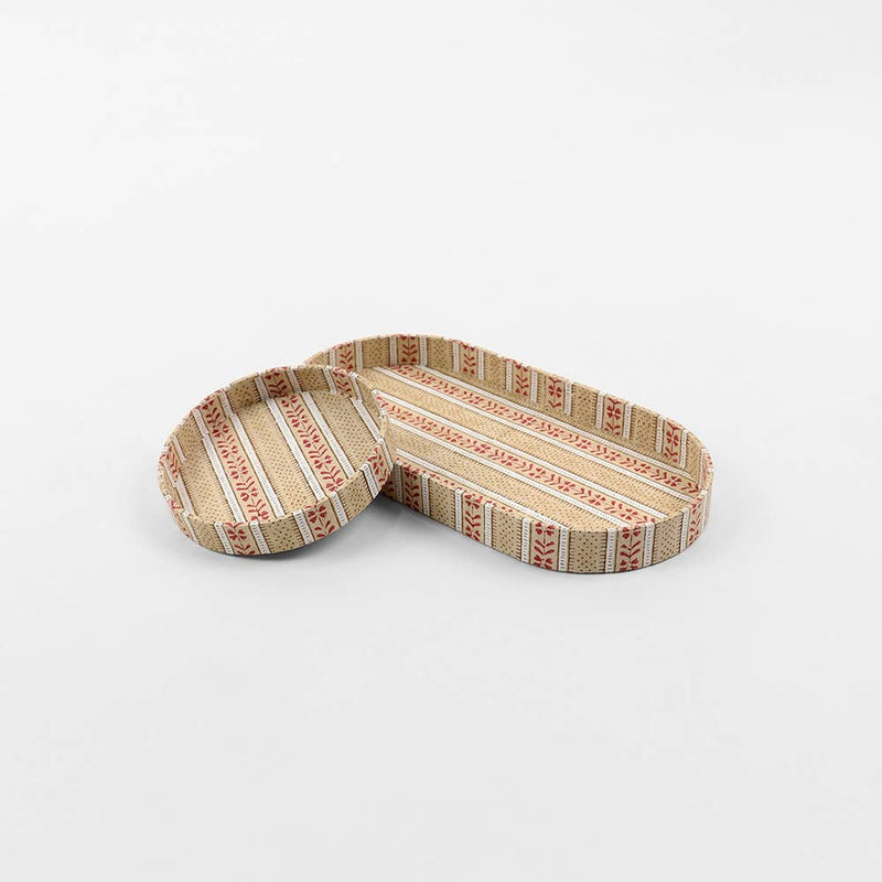 DESK TRAY SET FLORAL STRIPE OCHRE