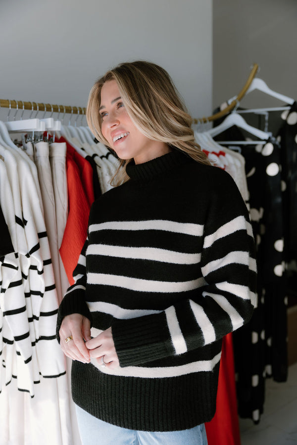 Black and Cream Turtleneck