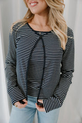 Navy Stripe Cardigan Set