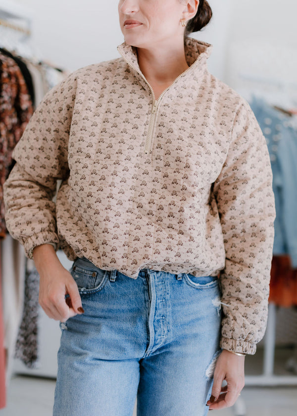 Light Brown Floral Puffer