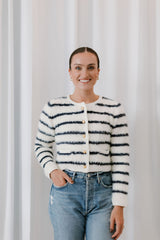 Navy and White Striped Cardigan