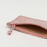 Block Printed Quilted Jewelry Purse: Dot and Grid Pink