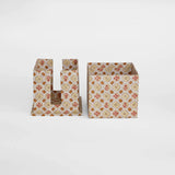 BLOCK PRINTED TISSUE BOX SPRING BLOOM - OCHRE