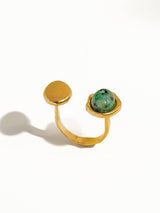 Orion Non-Tarnish Boho Adjustable Ring with Statement Stone: Green