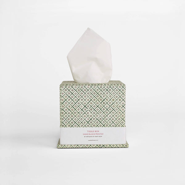 TISSUE BOX DOT & GRID - GREEN