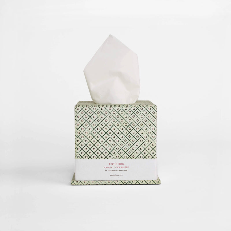 TISSUE BOX DOT & GRID - GREEN