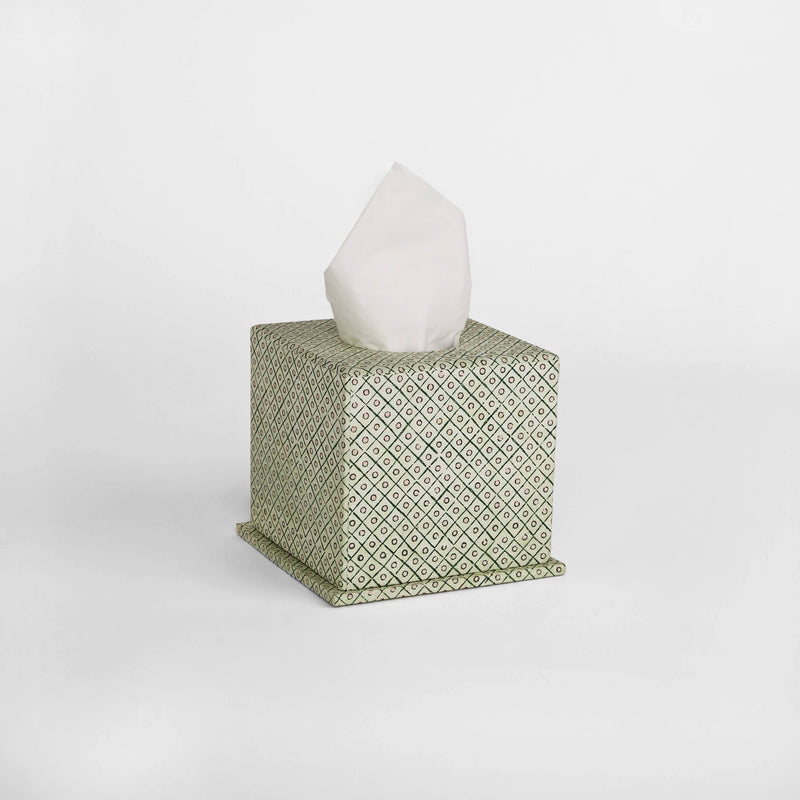 TISSUE BOX DOT & GRID - GREEN