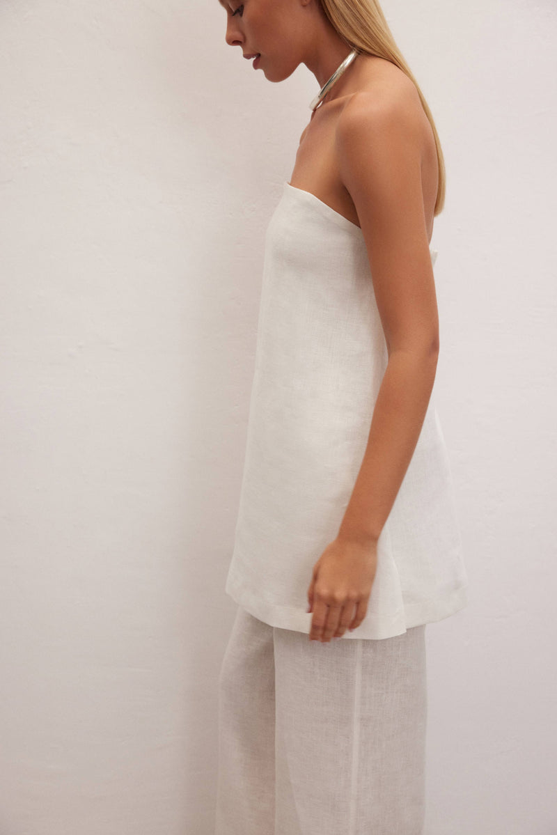 Essence Linen Strapless Top