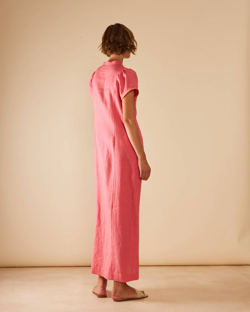 Pink Sorbet Linen Maxi Dress