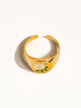 Beila 18K Gold Non-Tarnish Daisy Adjustable Ring: Yellow Gold