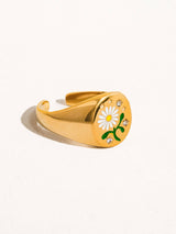 Beila 18K Gold Non-Tarnish Daisy Adjustable Ring: Yellow Gold