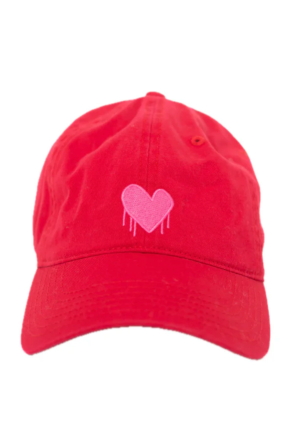 Drippy Heart Hat - Red