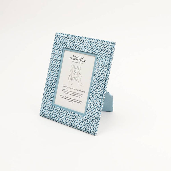 DOT AND GRID TABLE TOP PICTURE FRAME: Indigo