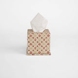 BLOCK PRINTED TISSUE BOX SPRING BLOOM - OCHRE