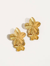 Ivy 18K Gold Statement Stacked Flower Earring: Yellow Gold