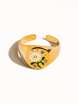 Beila 18K Gold Non-Tarnish Daisy Adjustable Ring: Yellow Gold