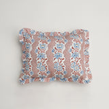 Blooming Trellis Block Printed Ruffled Pillow