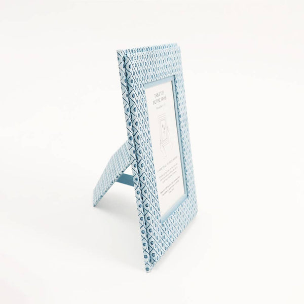 DOT AND GRID TABLE TOP PICTURE FRAME: Indigo